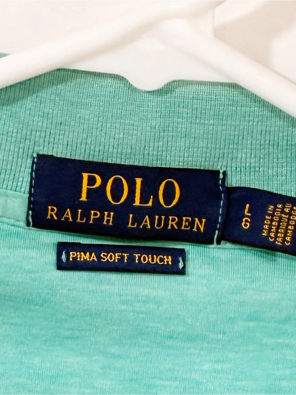 POLO RALPH LAUREN Classic Fit Blue-Green Interlock Cotton Polo Shirt Size Large